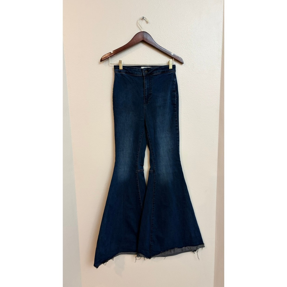 We The Free Just Float On Flare Jeans 27 Dark Wash High Rise Bell Bottom Boho